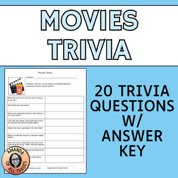 Preview of Movies Trivia Middle School Teambuilding Academic Team Quiz Bowl