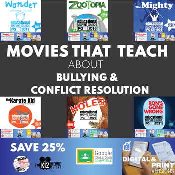 Preview of Movies that Teach about Bullying & Conflict Resolution | 6 Movie Guides 25% OFF