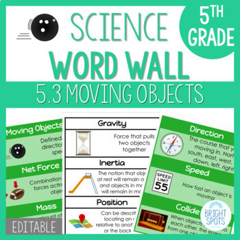 Preview of Moving Objects: 5th Grade Science Word Wall