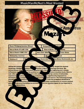 Preview of Mozart Biography and Guided Reading: Espionage Edition!