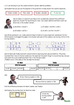 Preview of Mr Bean - Year 5 Addition Reasoning Problems
