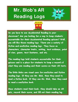 Preview of Mr. Blob's AR Reading Logs
