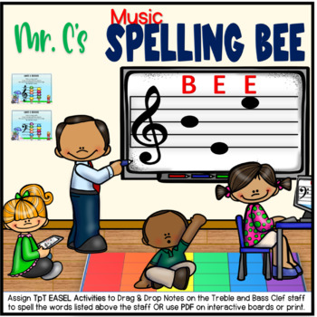 Preview of Mr. C's Music Note Spelling Treble and Bass Clef Cards