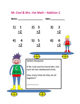 Preview of Mr. Cool & Mrs. Hot Math Numbers 1-10 Addition and Subtraction Worksheets