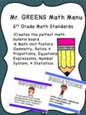 Mr. GREENS Math Menu- 6th Grade Math Unit Posters