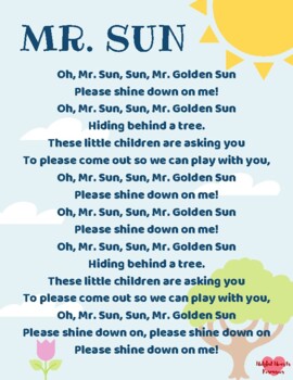 Preview of Mr. Golden Sun Lyrics Poster Printable