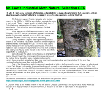Preview of Mr. Law's Industrial Moth Natural Selection CER
