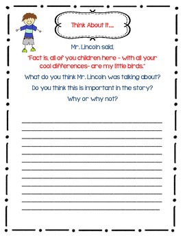 Mr. Lincoln's Way - Complete book Response Journal, Close Reading Format
