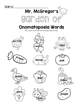 Mr. McGregor's Garden of Onomatopoeia Words