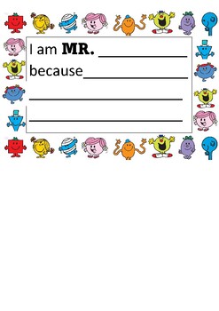 Preview of Mr. Men and Little Miss writing and creativity activity.