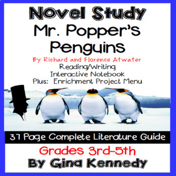 Preview of Mr. Popper's Penguins Novel Study & Projects Menu; Plus Digital Option