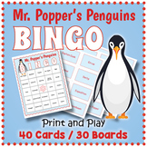 Mr. Popper's Penguins BINGO & Memory Matching Card Game Activity