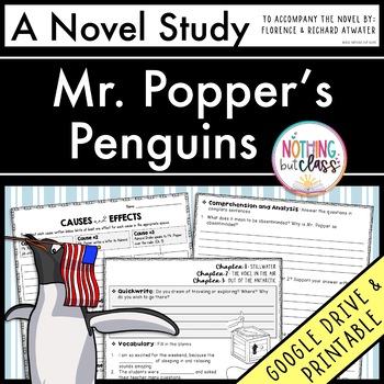 Preview of Mr. Popper's Penguins Novel Study Unit - Comprehension | Activities | Tests