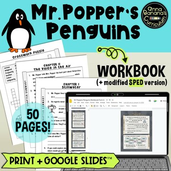 Preview of Mr. Popper's Penguins: Vocabulary + Comprehension Workbook DIGITAL & PRINT