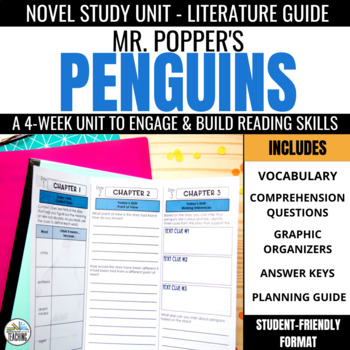 Preview of Mr. Poppers Penguins Novel Study: Literature Guide, Comprehension Questions