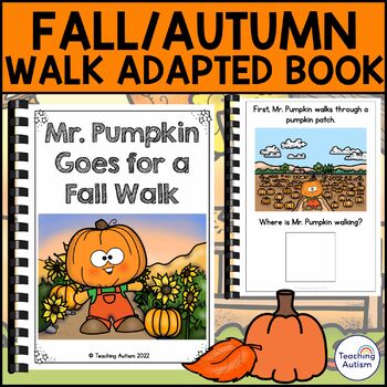 Preview of Mr Pumpkin Goes for a Fall Walk Adapted Book for Special Education