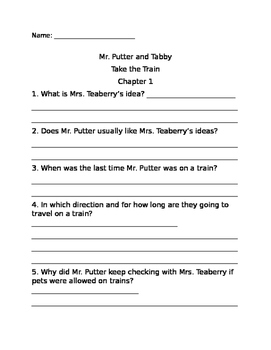 Preview of Mr. Putter and Tabby Take the Train Comprehension Questions