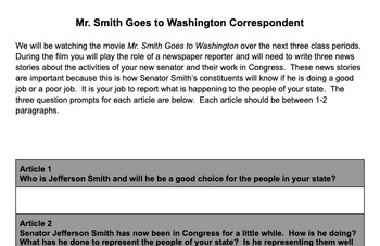 Preview of Mr. Smith Goes to Washington movie assignment