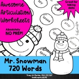 Mr. Snowman Awesome Articulation Worksheets 720 Words 