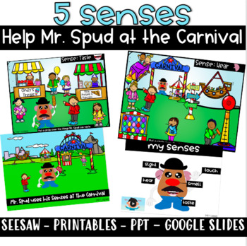 Preview of Mr. Spud's Senses at the Carnival- DIGITAL-SEESAW-Google Slides