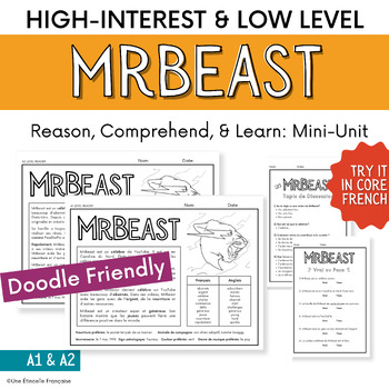 Preview of MrBeast MiniUnit: High Interest Low Level French Resources A1 & A2 FSL