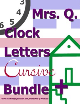 Preview of Mrs Q Clock Letters Cursive Bundle Plus Numbers Spalding Inspired Method
