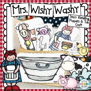 Preview of Mrs. Wishy Washy Farm Story Retelling Stick Puppets with Wash Tub
