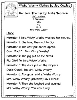 Mrs Wishy Washy Readers Theater, Headband Pattern, and More Freebie
