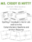 Ms. Cuddy is Nutty Literature Circle – Word Lists, Compreh