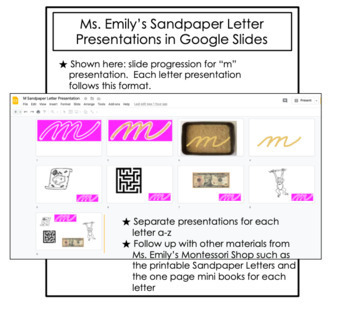 Preview of Ms. Emily's Interactive Sandpaper Letter Presentations in Google Slides