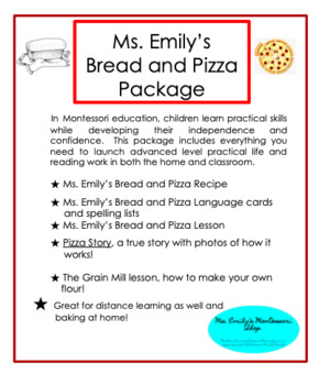 Preview of Montessori Distance Learning: Ms. Emily's Montessori Bread and Pizza Package