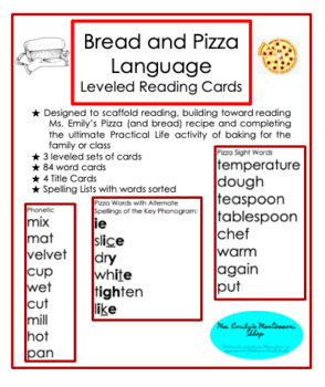 Preview of Ms. Emily's Bread and Pizza Language Card Sets | Montessori Distance Learning