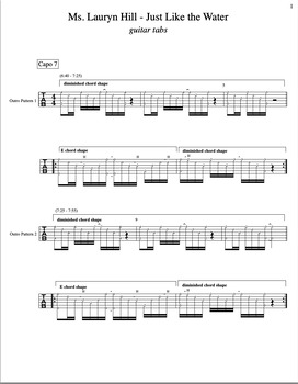 Preview of Ms. Lauryn Hill - Just Like The Water - Guitar Tabs
