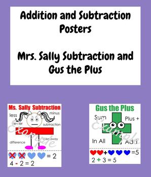 Preview of Ms. Sally Subtraction and Gus the Plus Poster
