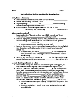 Preview of Much Ado About Nothing- Act 5 Guided Notes Handout