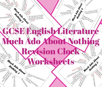 Preview of Much Ado About Nothing English Literature Revision Clock Worksheets