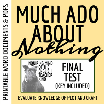 Preview of Much Ado About Nothing Test and Answer Key (Printable)