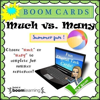 Preview of Much vs. Many -Boom Cards, Digital Task Cards