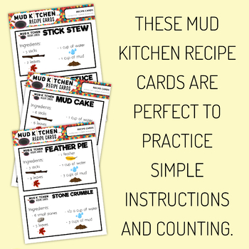 Mud Kitchen Recipe Cards (Ingredients Only) by Saving The Teachers