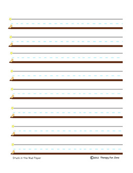 Mud Paper: writing paper to work on getting kids to write on the lines