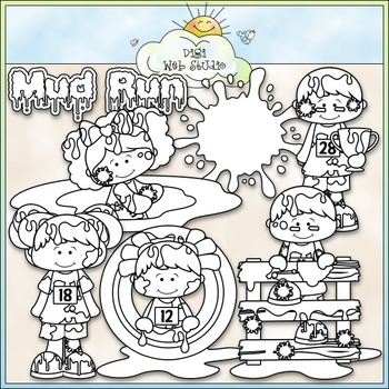 Mud Run Clip Art - Mudder Kids Clip Art - CU Clip Art & B&W by Digi Web ...