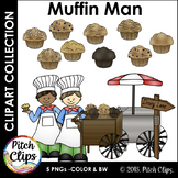 Muffin Man Clipart (Clip Art) - (Muffins, Cart, Background)