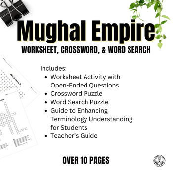 Preview of Mughal Empire Crossword Puzzle, Word Search & Worksheet: Early Finisher Task