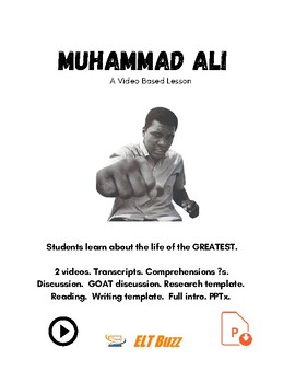 Preview of Muhammad Ali. A Life. Bio. Video. Research. Comprehension. Discussion. ELA
