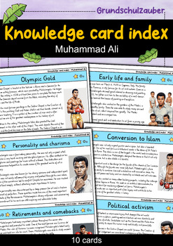 Preview of Muhammad Ali - Knowledge card index - Famous personalities (English)