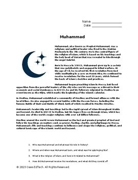 Preview of Muhammad Worksheet