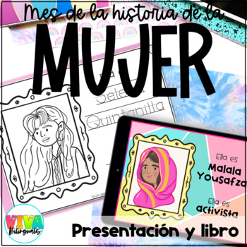 Preview of Mujeres líderes | Women's History Month Spanish Presentation and Book