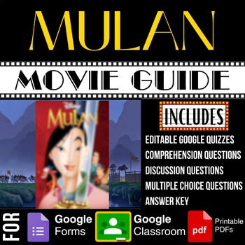 Preview of Mulan (1998) Movie Guide Discussion Questions Worksheets Google Classroom Quiz