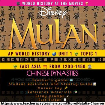 Preview of Mulan Movie Guide & Worksheet Bundle (EDITABLE) AP World History Topic 1 China
