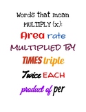 Mulitplication Key words